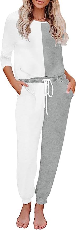 GRAPENT Women Tie Dye Print Pajama Set Loungewear Top and Pants Jogger Sleepwear | Amazon (US)