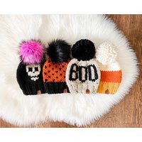 Halloween Knit Hats, Skull Beanie, Fall Toque, Adult Hat, Hats For Kids, Chunky Hat Babies | Etsy (US)