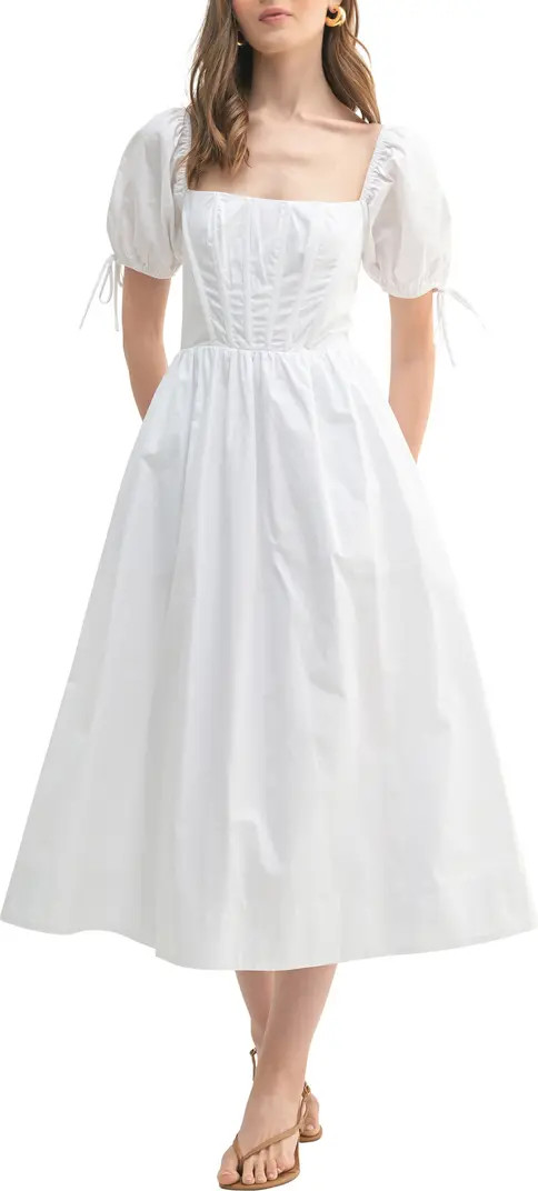 Corset Bodice Cotton Midi Dress | Nordstrom