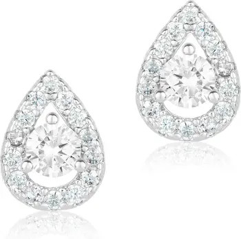 White Rhodium Plated Swarovski Crystal Pear Halo Stud Earrings | Nordstrom Rack