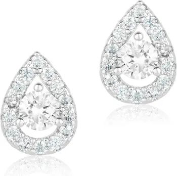 White Rhodium Plated Swarovski Crystal Pear Halo Stud Earrings | Nordstrom Rack