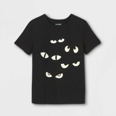 Boys' 'Glow in the Dark Eyes' Graphic Short Sleeve T-Shirt - Cat & Jack™ Black | Target
