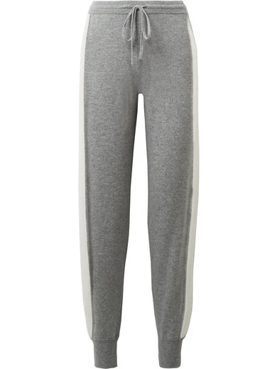 Theory - Athletic Striped Cashmere Track Pants - Light gray | NET-A-PORTER (US)