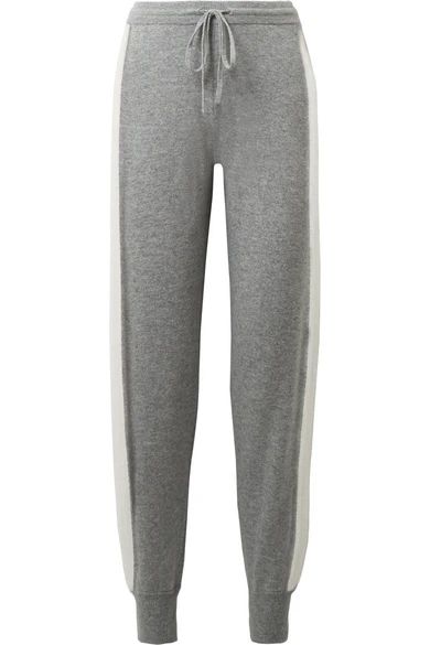 Theory - Athletic Striped Cashmere Track Pants - Light gray | NET-A-PORTER (US)