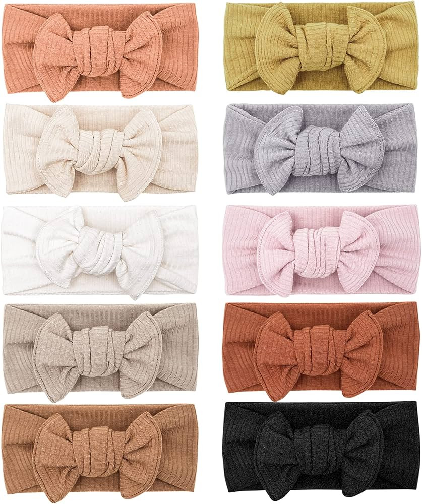 Niceye Pack of 10, Baby Girls Headbands Hair Bows Stretchy Nylon Hairbands for Newborn Infant Tod... | Amazon (US)