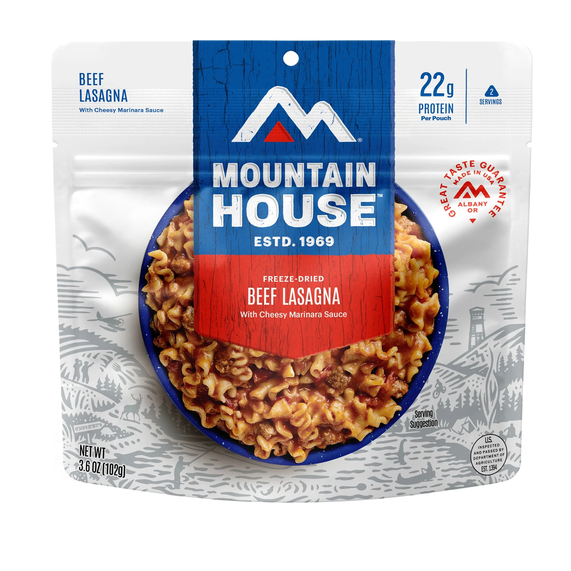 Mountain House Lasagna w/Meat Sauce, Freeze-Dried Camping & Backpacking Food, 2 Serving | Walmart (US)