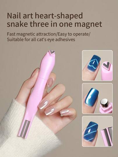 annies Pink Powerful Love Cat Eye Magnet Heart Serpentine 2025 New Removable Nail Tool Cat Eye Ma... | SHEIN