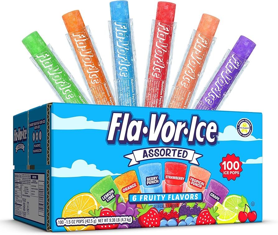 Fla-Vor-Ice Popsicle Variety Pack of 1.5 Oz Freezer Bars, Assorted Flavors, 100 Count | Amazon (US)