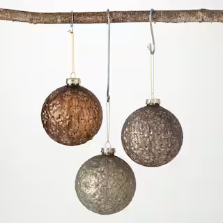 SULLIVANS 4 in. Antique Ball Ornament - Set of 3, Multicolored Christmas Ornaments OR10618 - The ... | The Home Depot