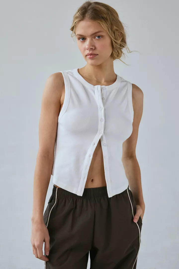BDG Gigi Knit Button-Down Tank Top | Urban Outfitters (US and RoW)
