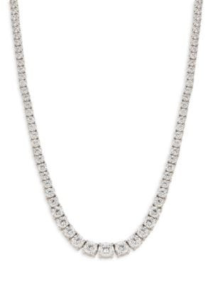 Saks Fifth Avenue 14K White Gold &amp; 15 TCW Lab Grown Diamond Tennis Necklace/18" on SALE | Sak... | Saks Fifth Avenue OFF 5TH