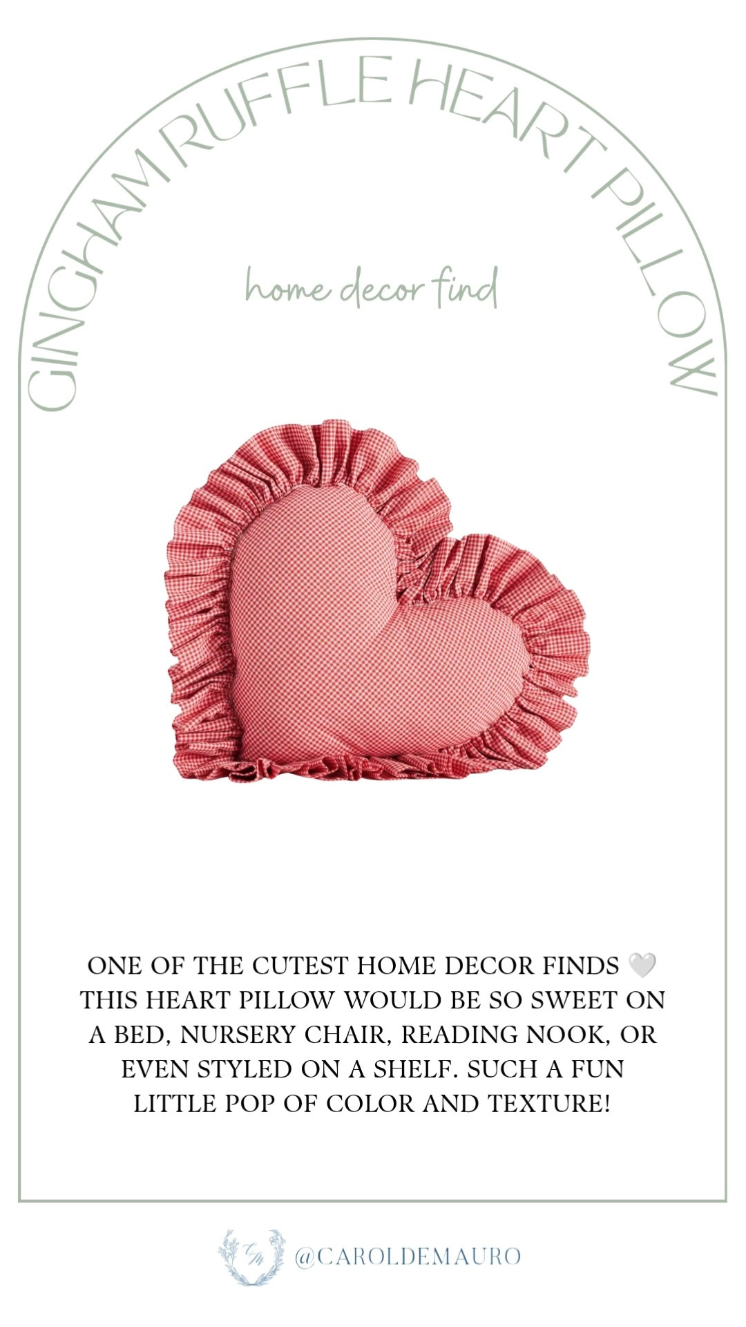 gingham, heart shaped, ruffle throw pillow, anthropologie, pop of color, dopamine decor, cozy home decor, living room, reading nook, novelty home finds

#LTKHome