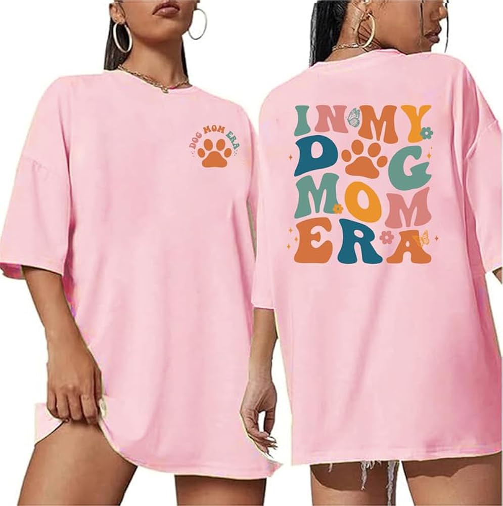 Dog Mom Shirt for Women Oversize Cat Mom Shirt Cute Animal Lovers Graphic Print Tops | Amazon (US)