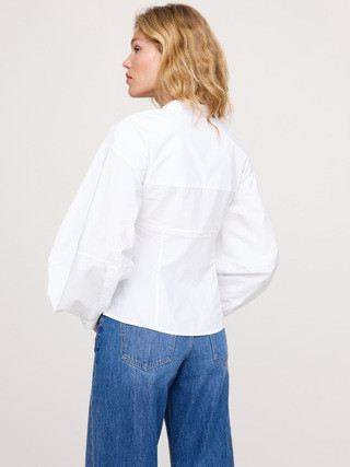 Cotton Poplin Balloon-Sleeve Shirt | Banana Republic (US)