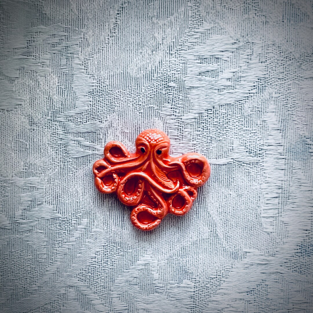 Orange Ceramic Octopus for Mosaic Seascape Art, Sea Life Shower Wall & Pool Tile, Hand Painted Ti... | Etsy (US)