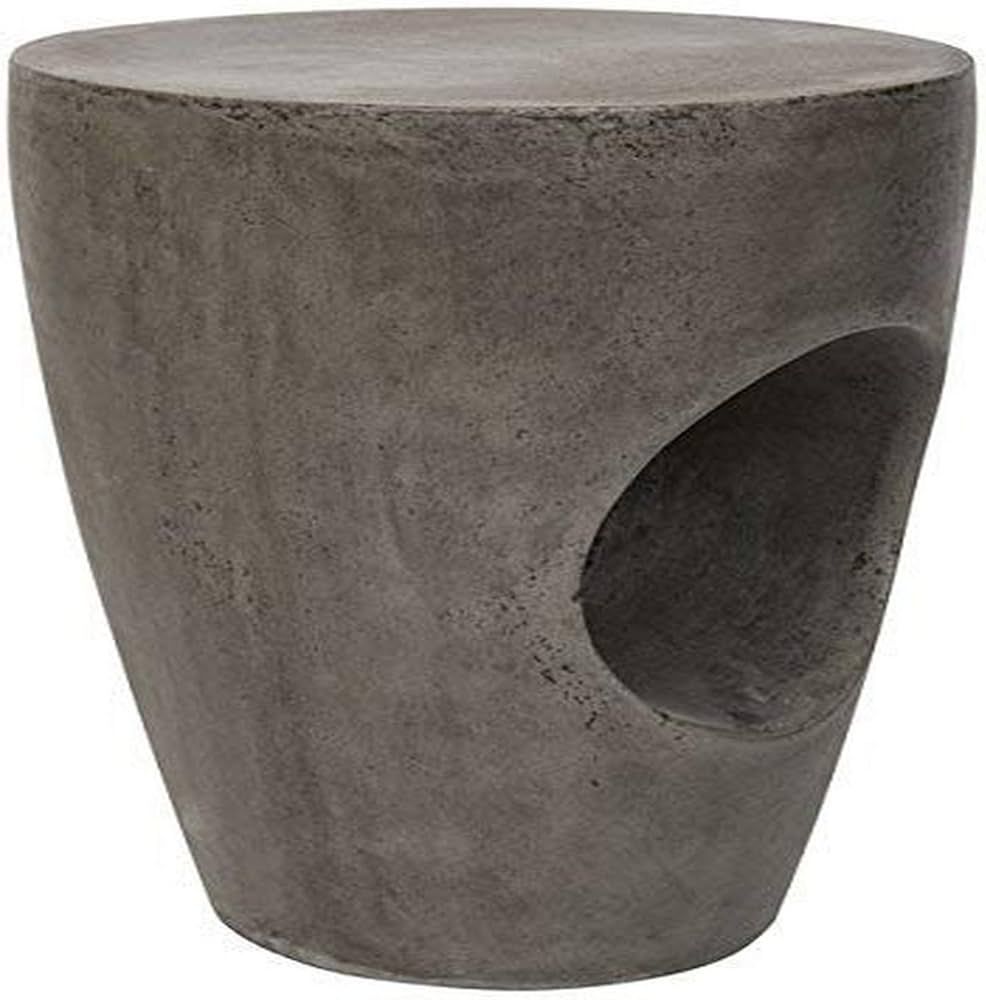 Safavieh Outdoor Collection Aishi Modern Concrete Dark Grey Round 17.7-inch Accent Table | Amazon (US)