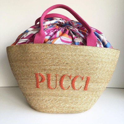 Emilio Pucci Basket Bag Straw With Drawstring Natural  | eBay | eBay US