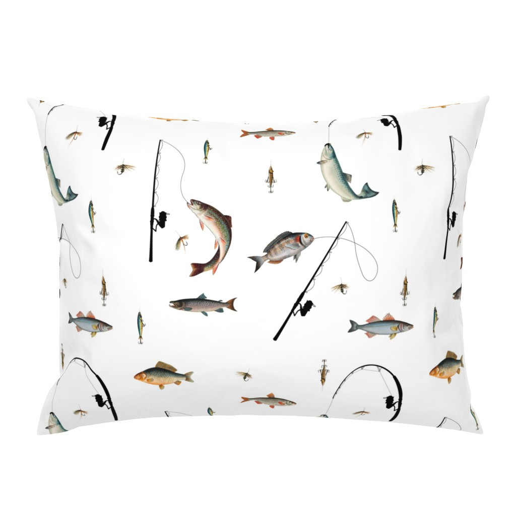 Fishing Rod & Reel Fish Theme Pattern Pillow Sham | Spoonflower | Spoonflower