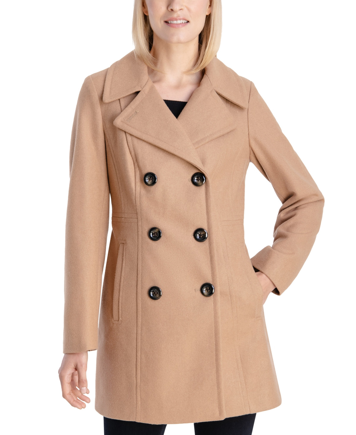 Anne Klein Women's Double-Breasted Peacoat, Created for Macy's | Macys (US)