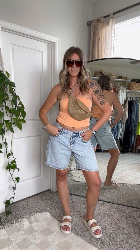 Tall girl friendly casual summer outfit
Tube top - large reg, available in lengths, has built in shelf bra
Shorts - sized up for a more relaxed fit (12) comes in 2 colors
Sandals - 11

#LTKVideo #LTKMidsize #LTKSaleAlert