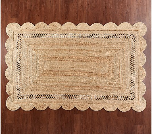 5'x8' Scalloped Braided Jute Rug by Bright Bazaar | QVC
