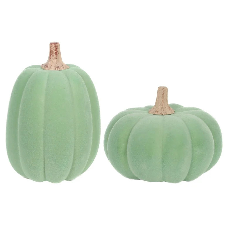 Harvest Green Flocked Pumpkins, Set of 2, by Way To Celebrate | Walmart (US)