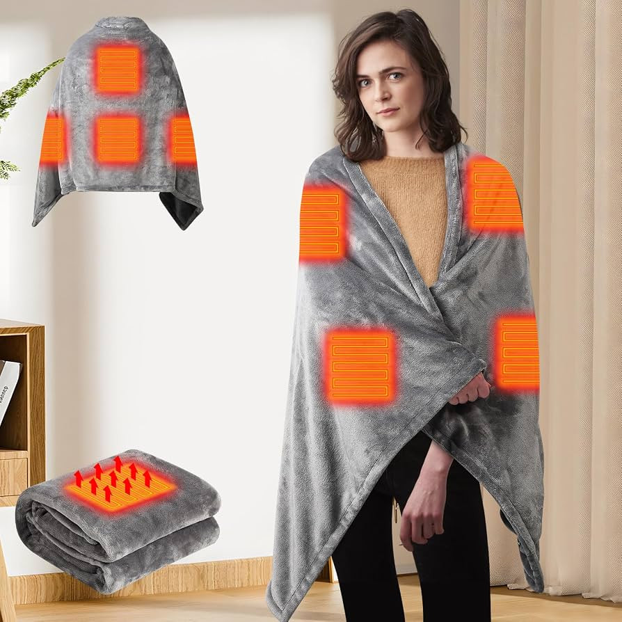 Jebbet USB Heated Blanket Portable Electric Blanket Warm Heated Shawl with 3 Heating Levels, Soft... | Amazon (US)