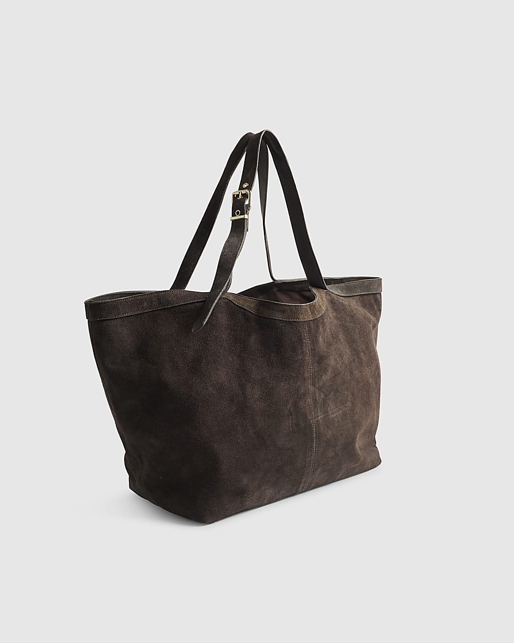 Brown Buckle Handle Suede Shopper Bag | River Island UK & IE
