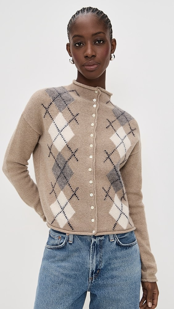 Taylor Cardigan In Wool Cotton Argyle | Shopbop