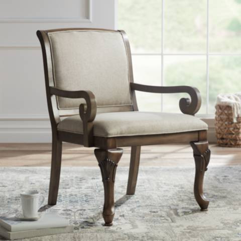 Diana Beige Upholstered Accent Chair - #92A69 | Lamps Plus | Lamps Plus