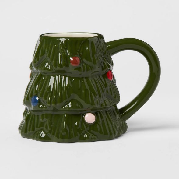 12oz Stoneware Christmas Tree Mug Green - Threshold™ | Target