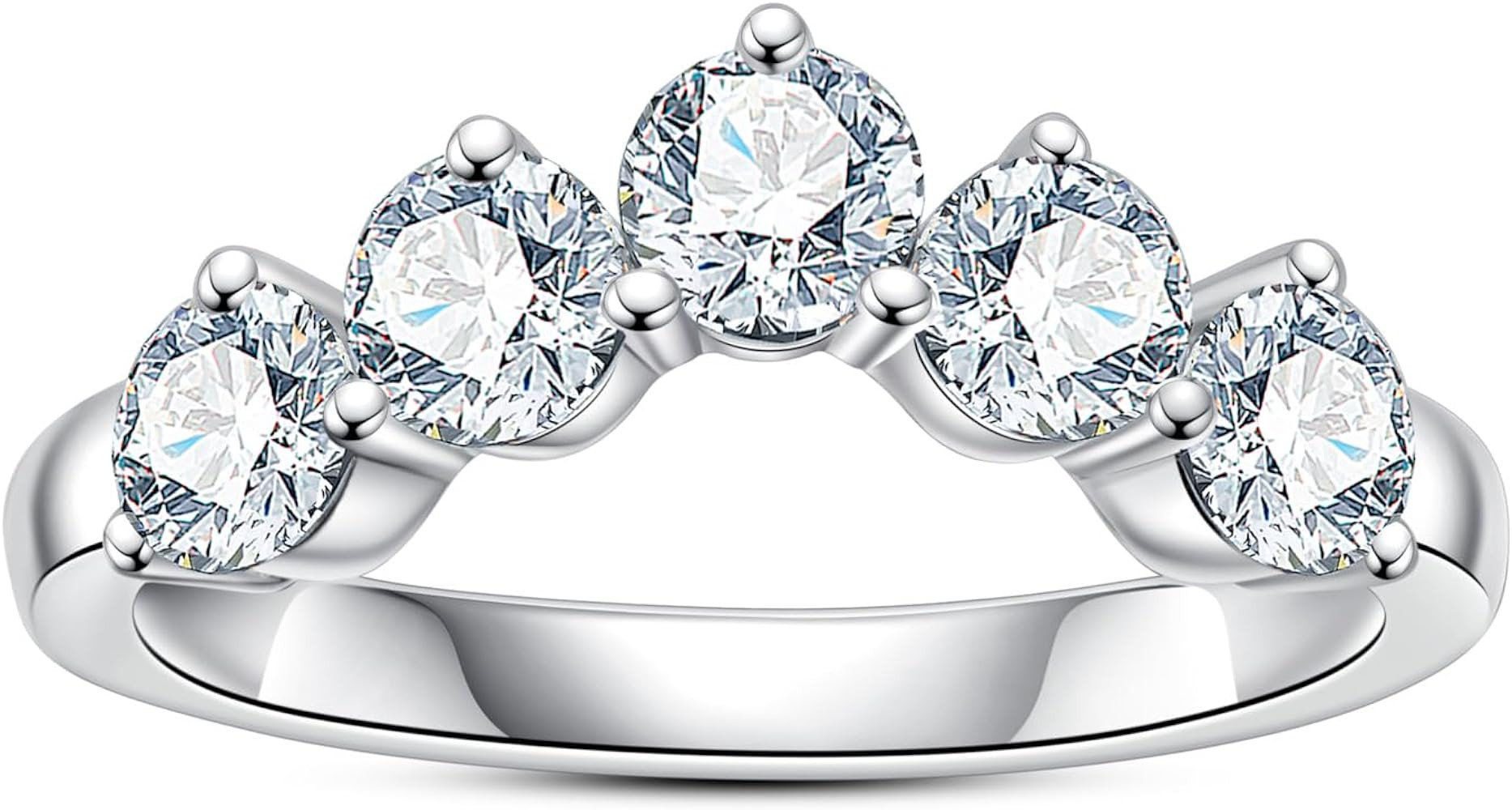 Moissanite Eternity Rings Wedding Bands D Color VVS1 Clarity Round Brilliant Cut 925 Sterling Sil... | Amazon (US)