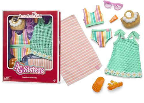 American Girl, AG Sisters Beachy Chic Fashion Set, Doll Clothes, for 14.5-inch Dolls, 8 pcs, for Ages 4+ | Amazon (US)