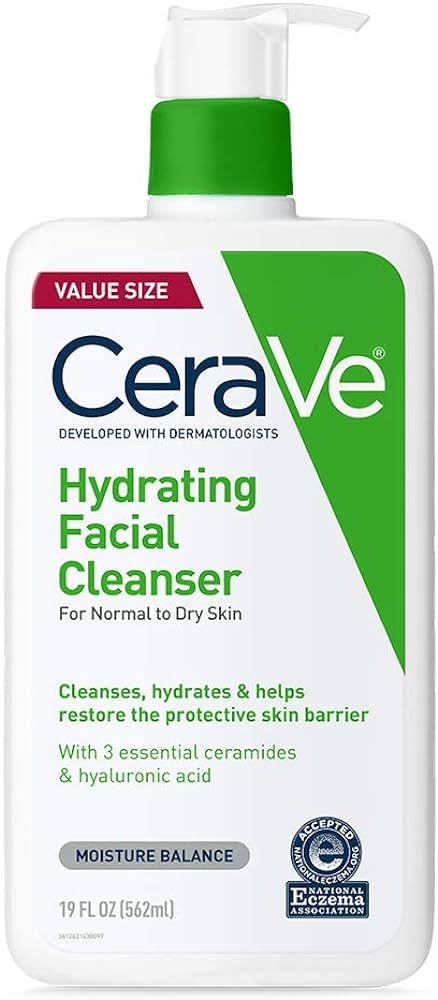 CeraVe Hydrating Facial Cleanser | Moisturizing Non-Foaming Face Wash with Hyaluronic Acid, Ceram... | Amazon (US)