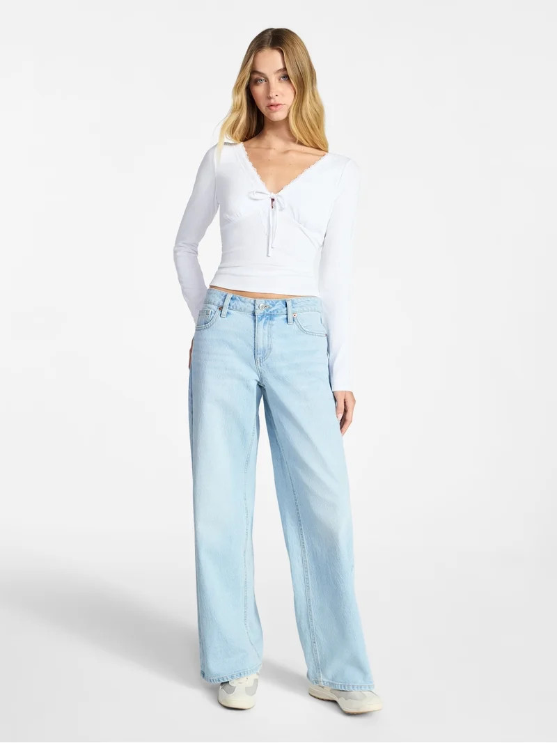 No Boundaries Mid-Rise Baggy Jeans, 31" Inseam, Women's 00-20 | Walmart (US)