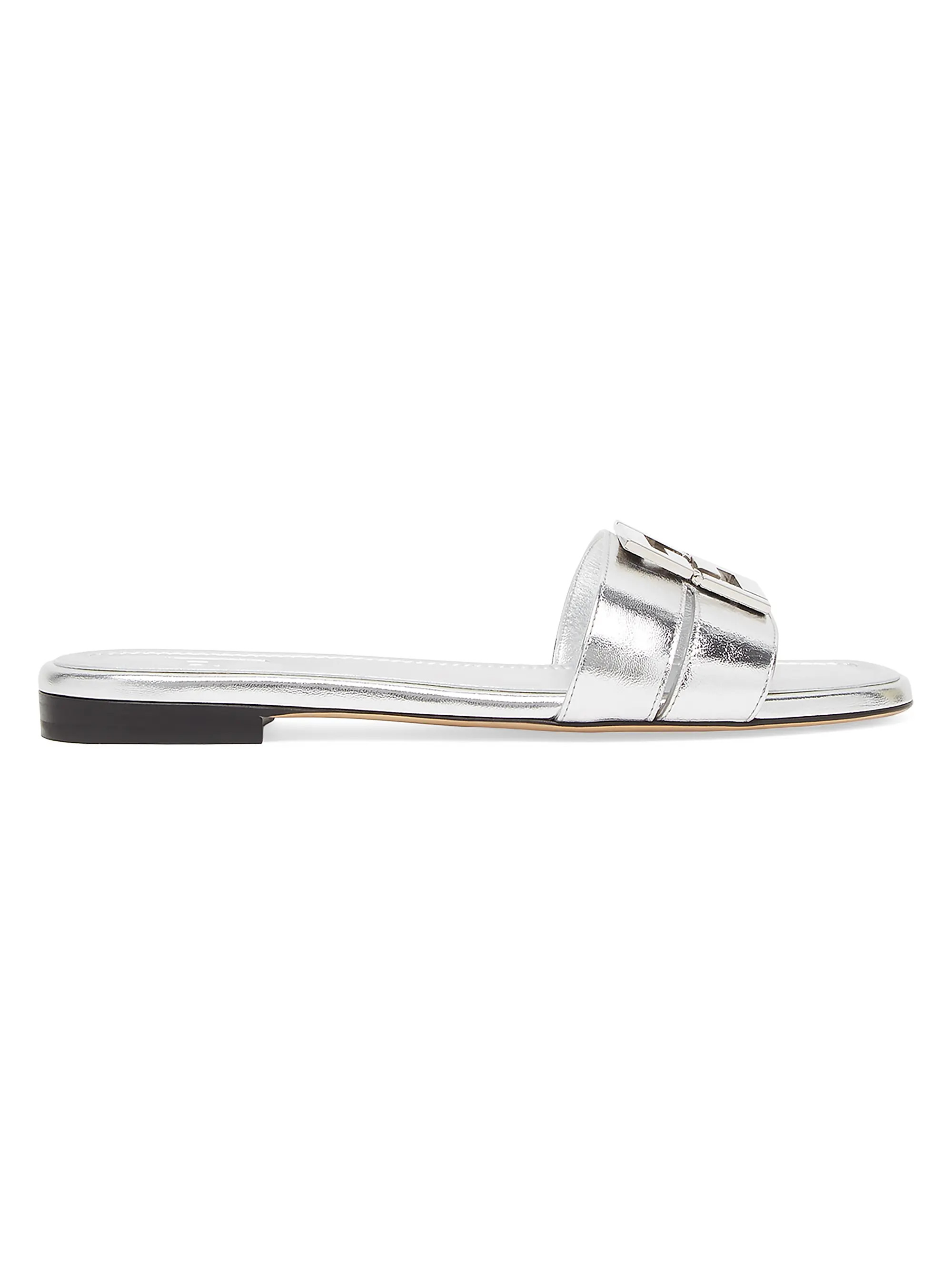 Fold Metallic Leather Slide Sandals | Saks Fifth Avenue