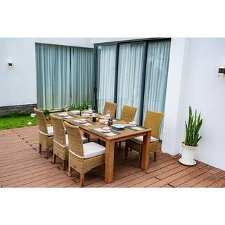 Brown Galatsi Rectangle Wood Outdoor Dining Table | The Home Depot