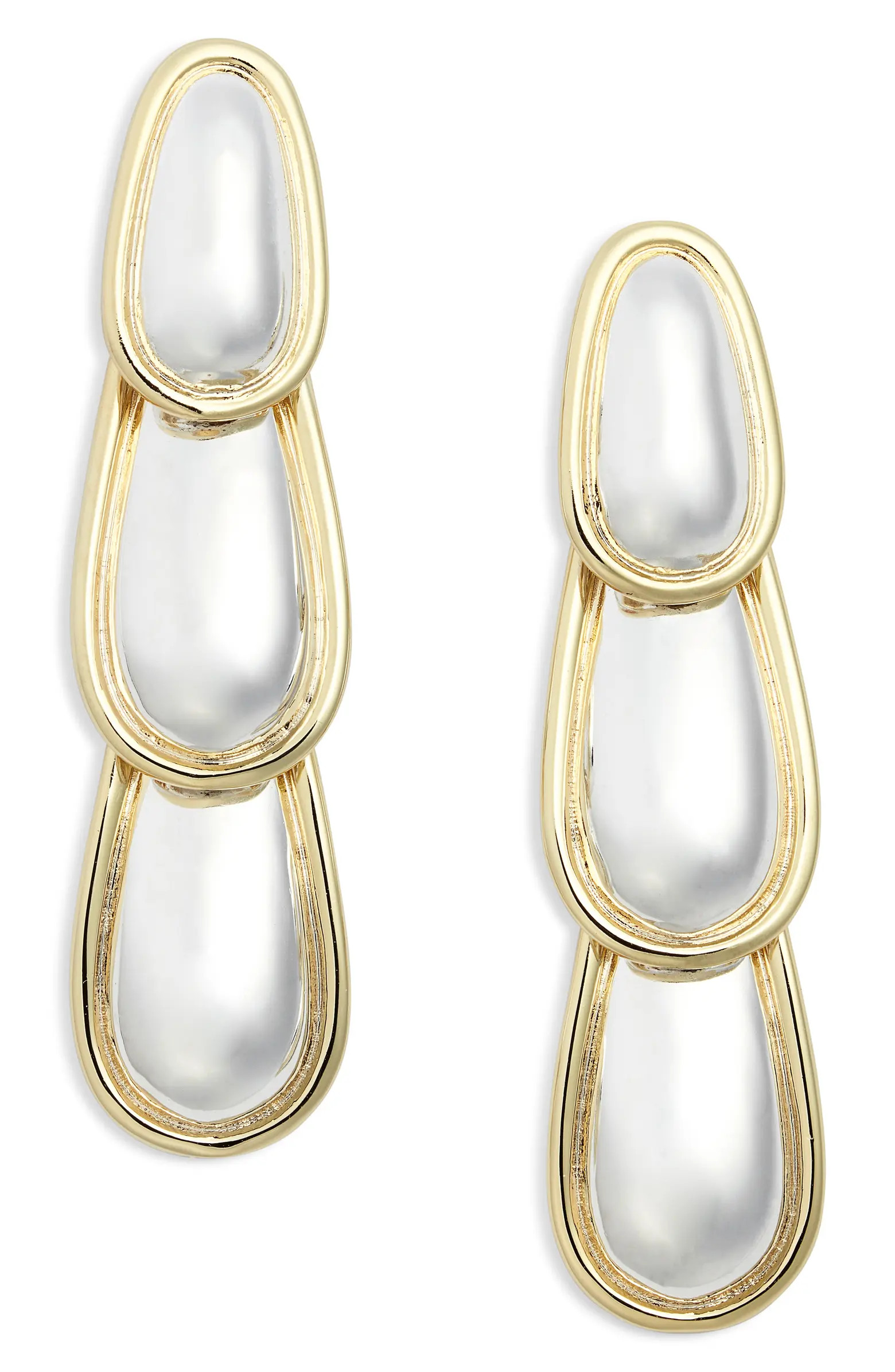 Convex Two-Tone Linear Drop Earrings | Nordstrom