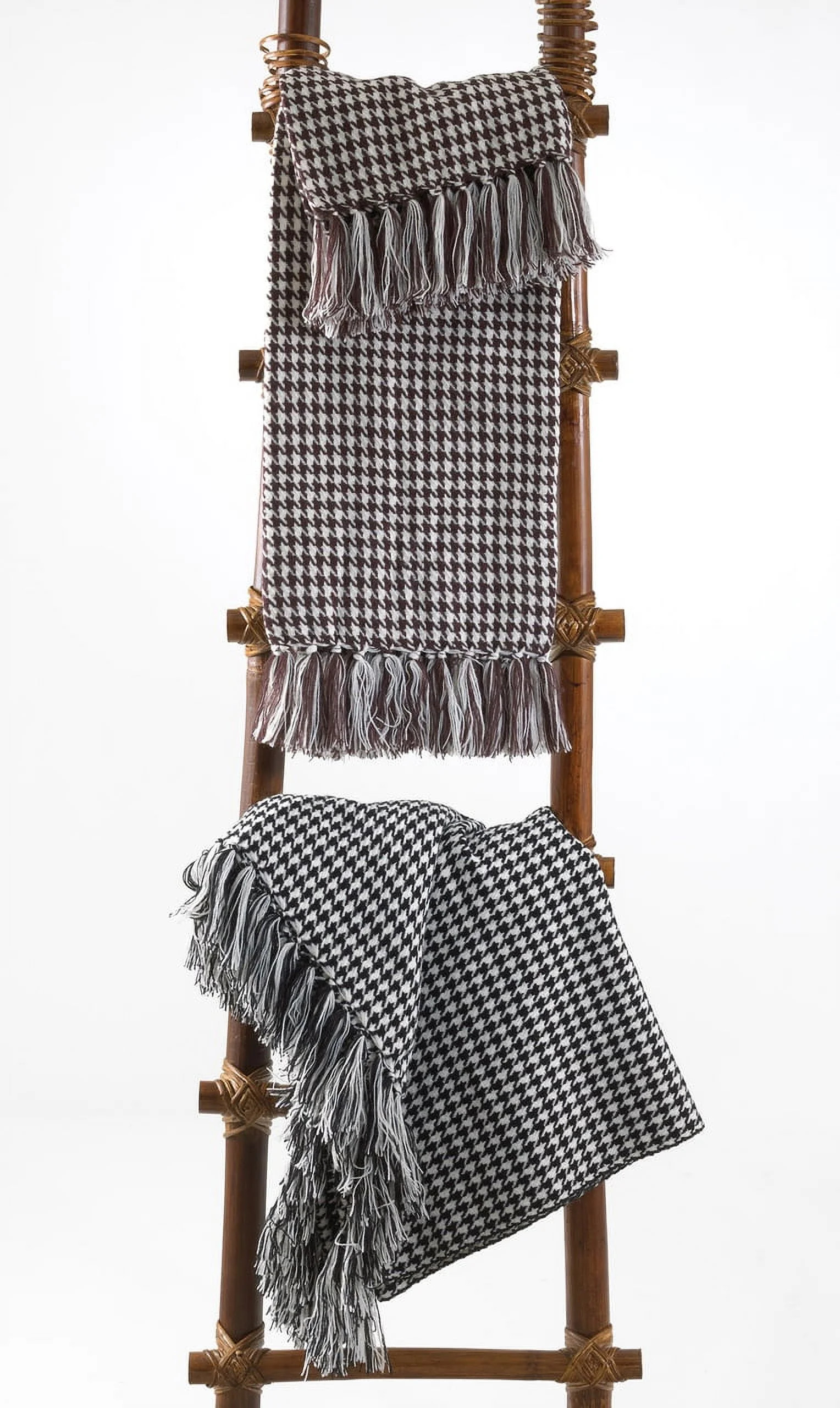 K-Cliffs - Houndstooth Fringe Soft Throw Blanket - Black/White - 50"x60" | Walmart (US)