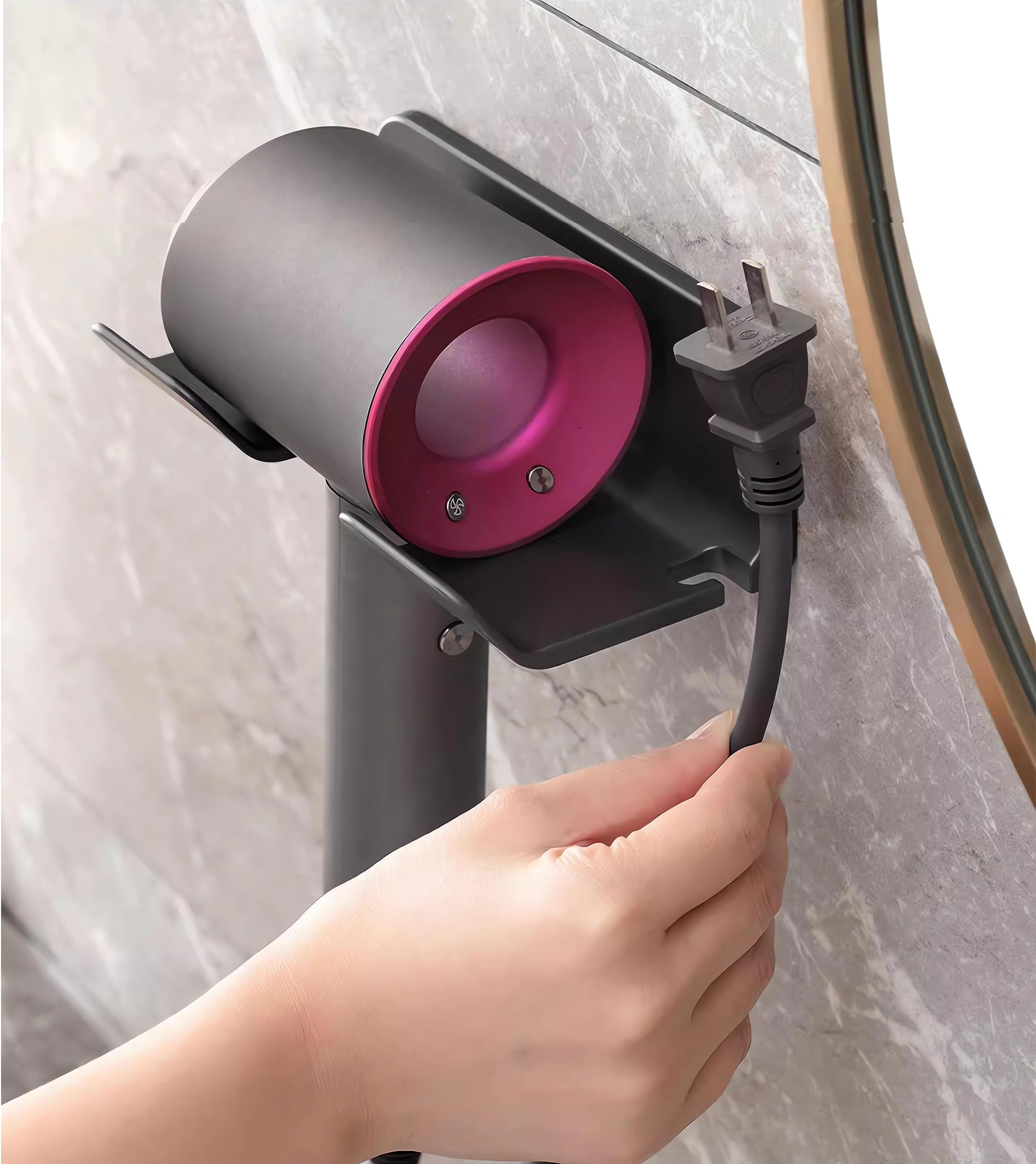 SUPTEC Universal Hair Dryer Holder, Blow Dryer Hanger Wall Mount for Hair Dryer Hook with Plug&Co... | Amazon (US)