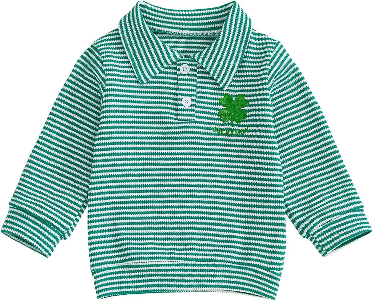 Amiblvowa Toddler Baby Girl Boy St Patricks Day Outfit Shamrock Embroidery Shirt Pullover Sweatsh... | Amazon (US)