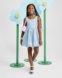 Girls Satin Bubble Dress - blue | The Children's Place