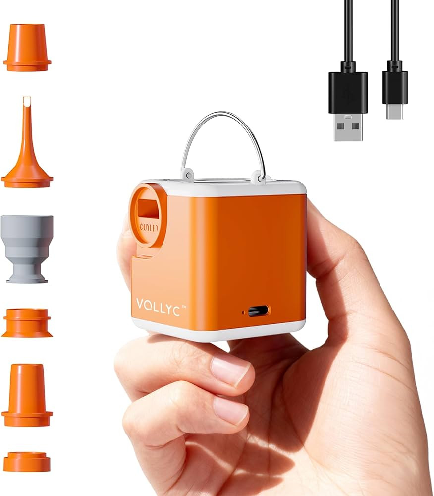 Portable Air Pump for Inflatables, 2400mAh Ultra Powerful Mini Air Mattress Pump with Camping Lig... | Amazon (US)