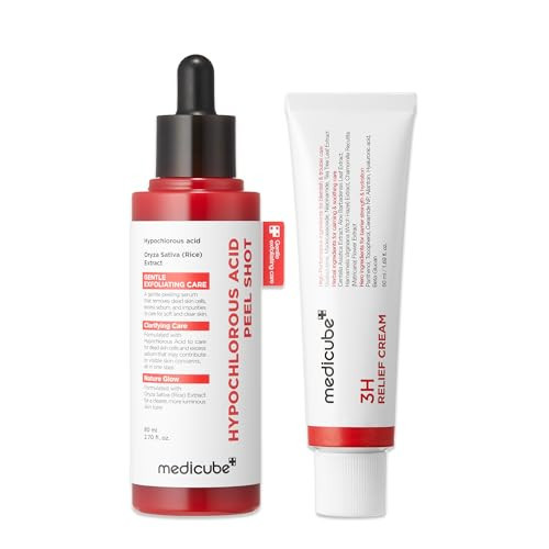 medicube Clear & Calm Skin Duo: Hypochlorous Acid Peel Shot and 3H Relief Cream | Gentle Exfoliating Serum for Dead Skin Cells and Calm with Daily Soothing Moisturizer | For Clearer, Smoother Skin | Amazon (US)