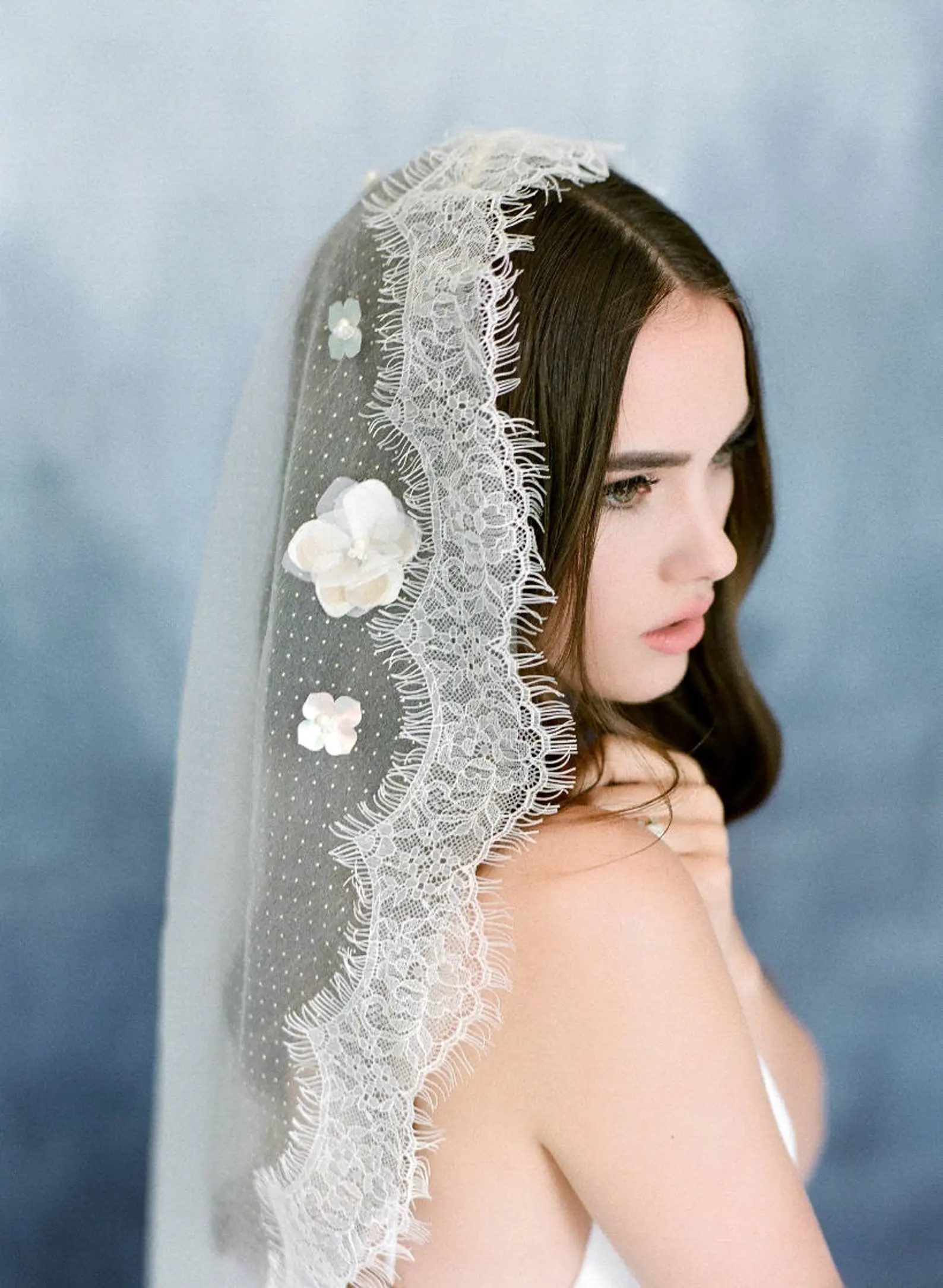 Bridal veil 2017- Mantilla veil- Gold bridal veil-polka dot veil-wedding veil-fingertip veil- lac... | Etsy (US)