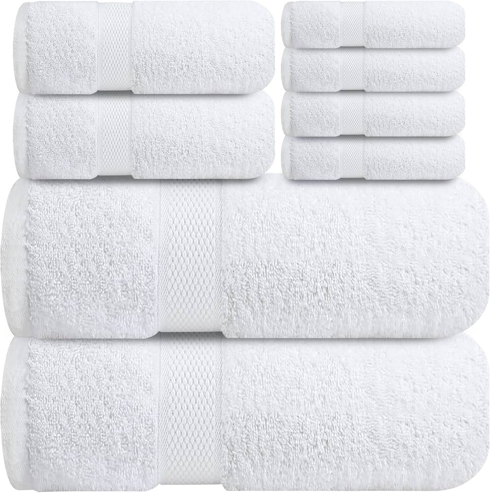Infinitee Xclusives Luxury 100% Cotton Towel Set – 8 Piece Bathroom Towel Set (2 Bath Towels, 2... | Amazon (US)