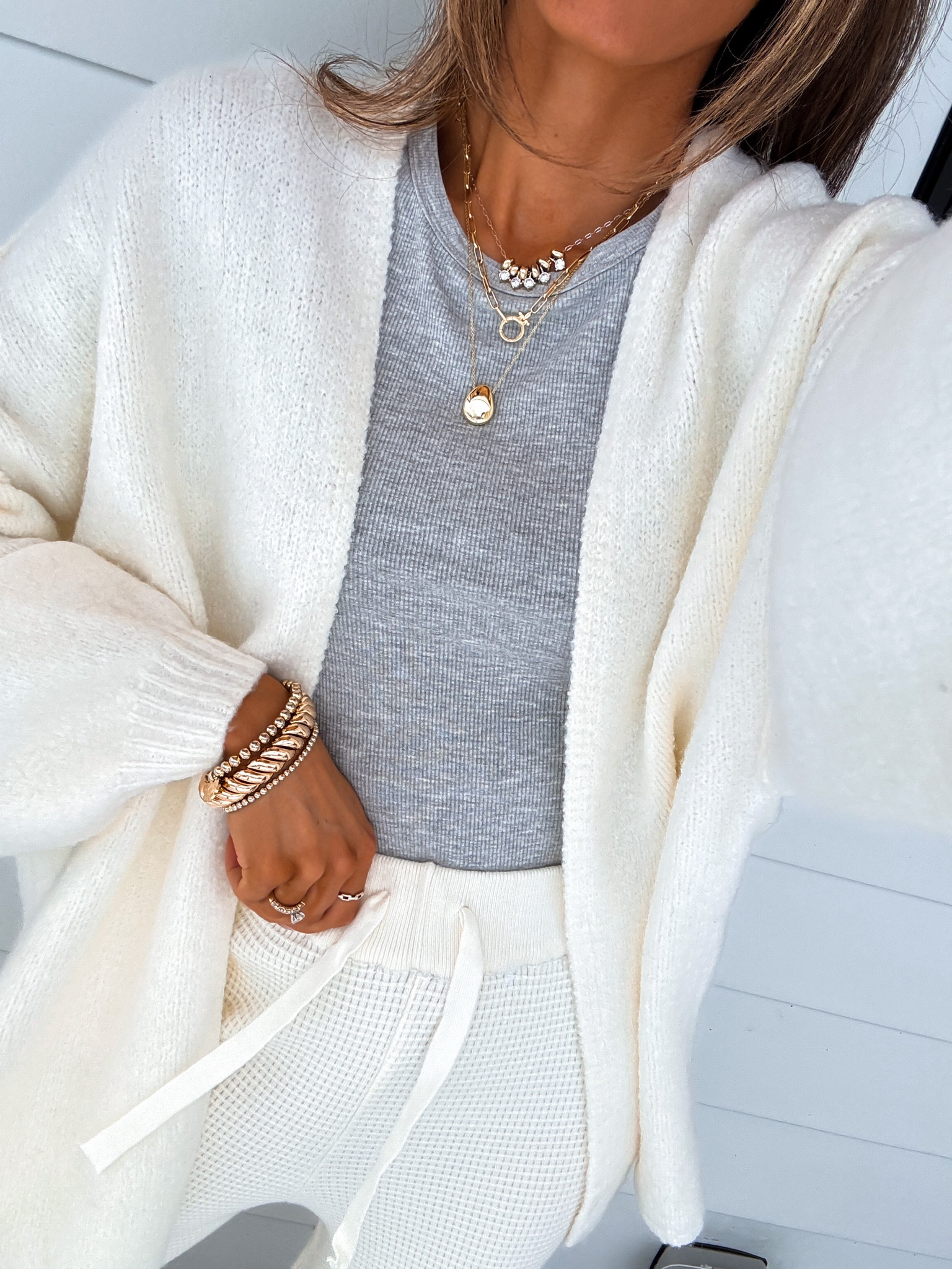 Wearing small waffle knit pants, oversized cardigan and xsmall grey tee

#LTKSeasonal #LTKSaleAlert #LTKFindsUnder50