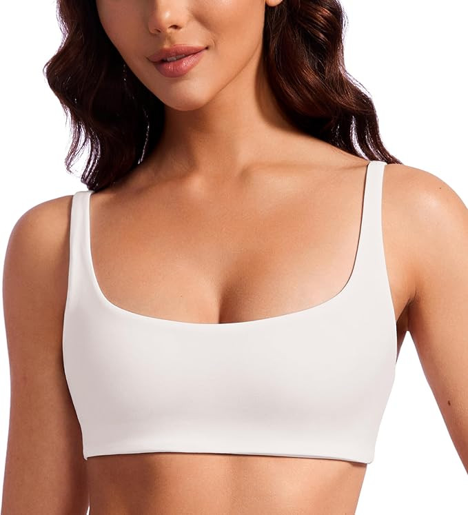 CRZ YOGA Butterluxe Spaghetti Strap Sports Bras for Women - Square Neck Yoga Wireless Low Coverag... | Amazon (US)