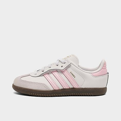 adidas Kids Toddler Originals Samba OG Comfort Closure Casual Shoes in White/Clear Pink/Gum Size: 10.0 | Finish Line (US)