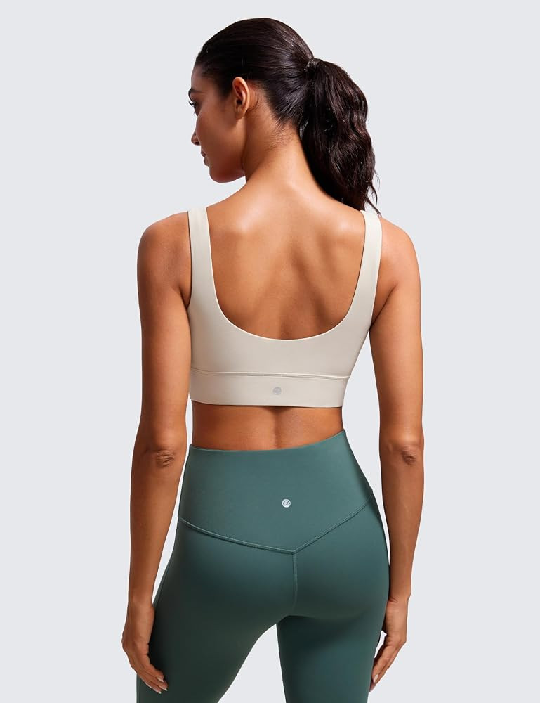 CRZ YOGA Butterluxe Womens U Back Sports Bra - Scoop Neck Padded Low Impact Yoga Clothes Workout ... | Amazon (US)
